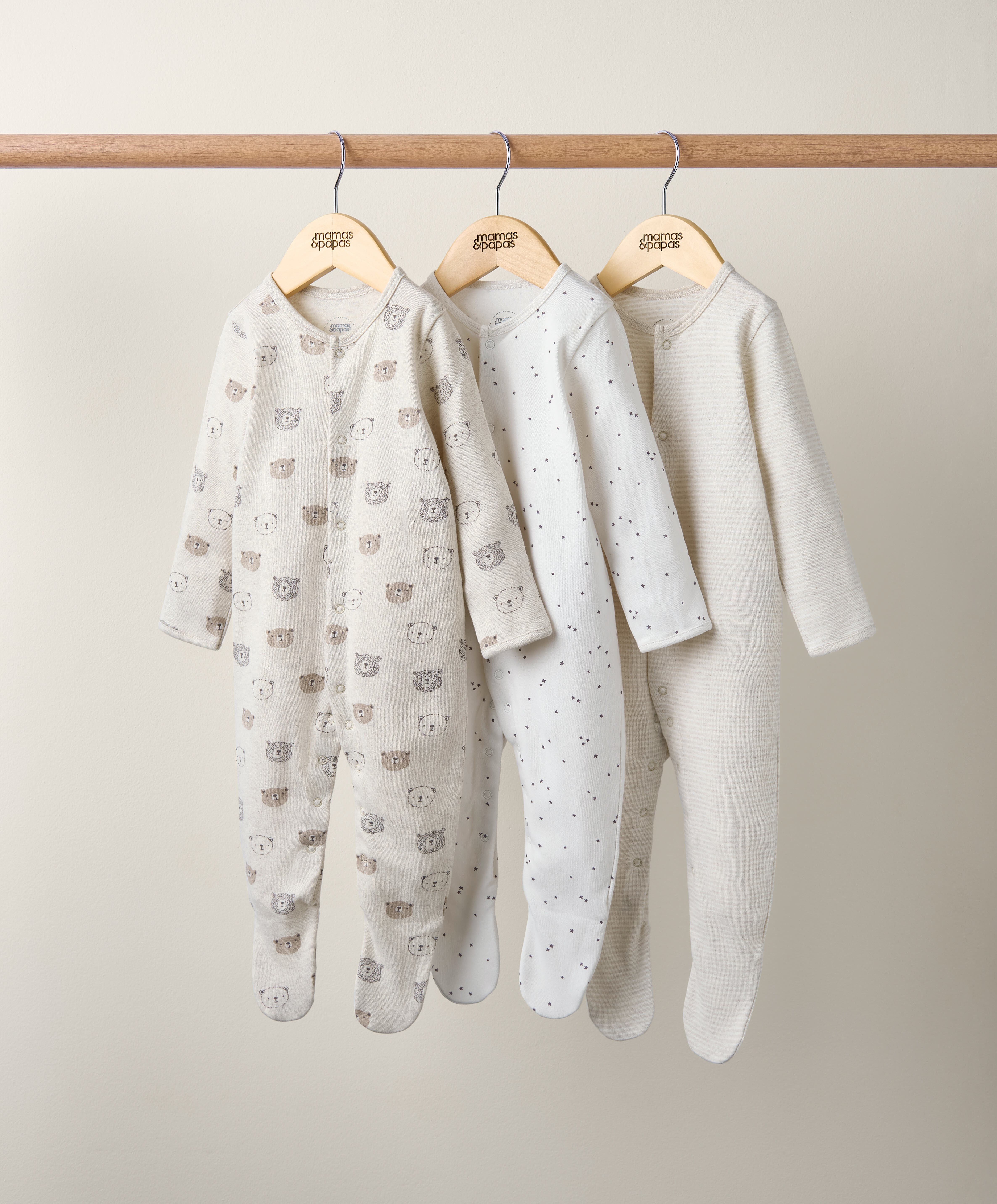 3 Pack Bear Sleepsuits image number 3