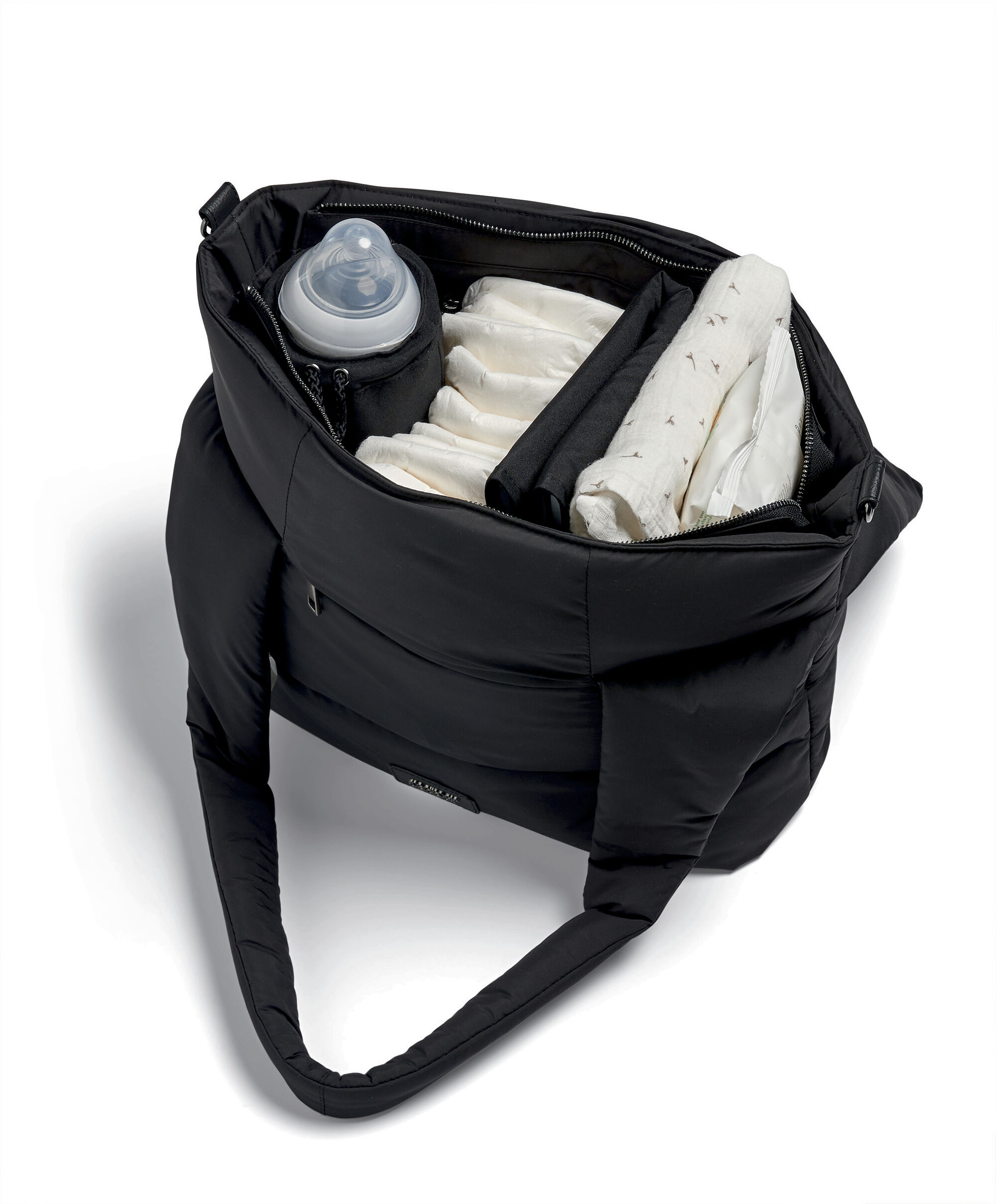 Quilted Tote Bag - Black image number 3