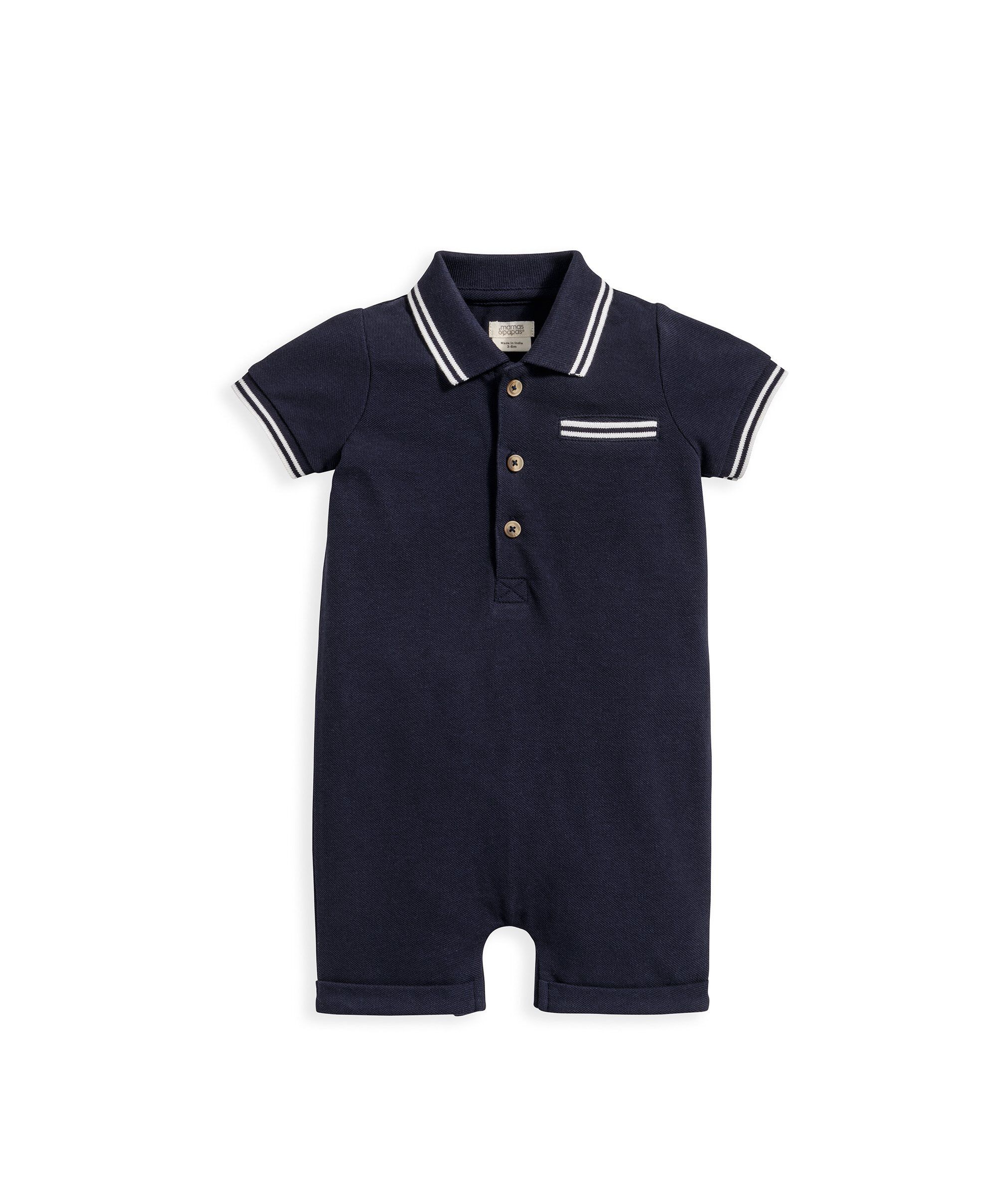 Buy Pique Polo Romper Navy All in one s Rompers Mamas Papas Qatar