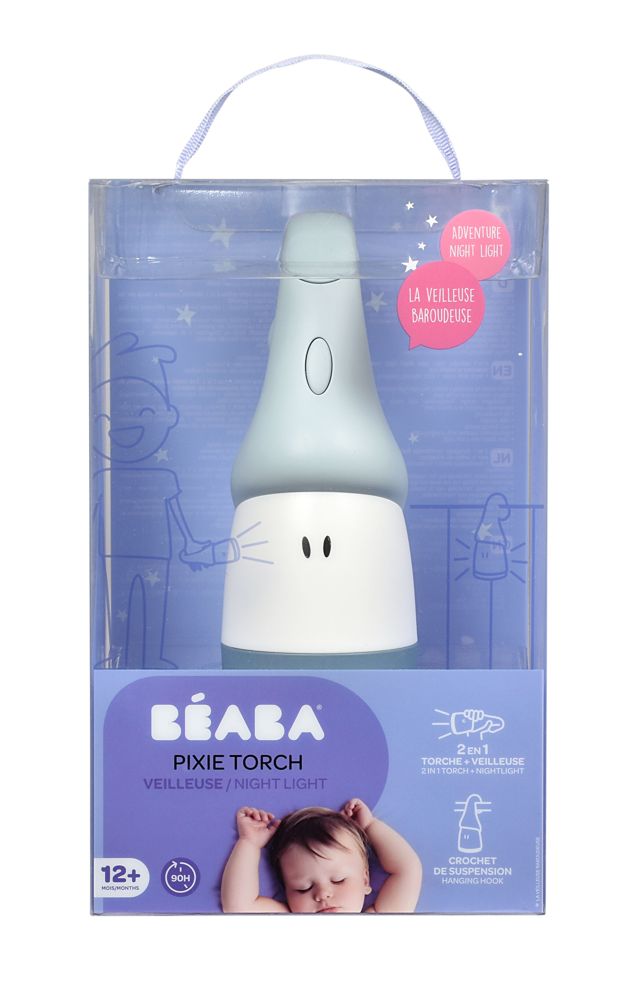 Beaba Pixie Torch 2-in-1 Movable Night Light Pearl Blue image number 4