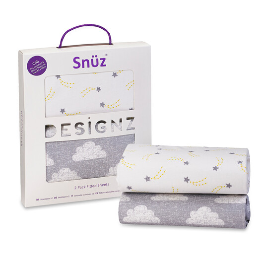 Snuz Crib 2 Pack Fitted Sheets - Cloud Nine image number 1