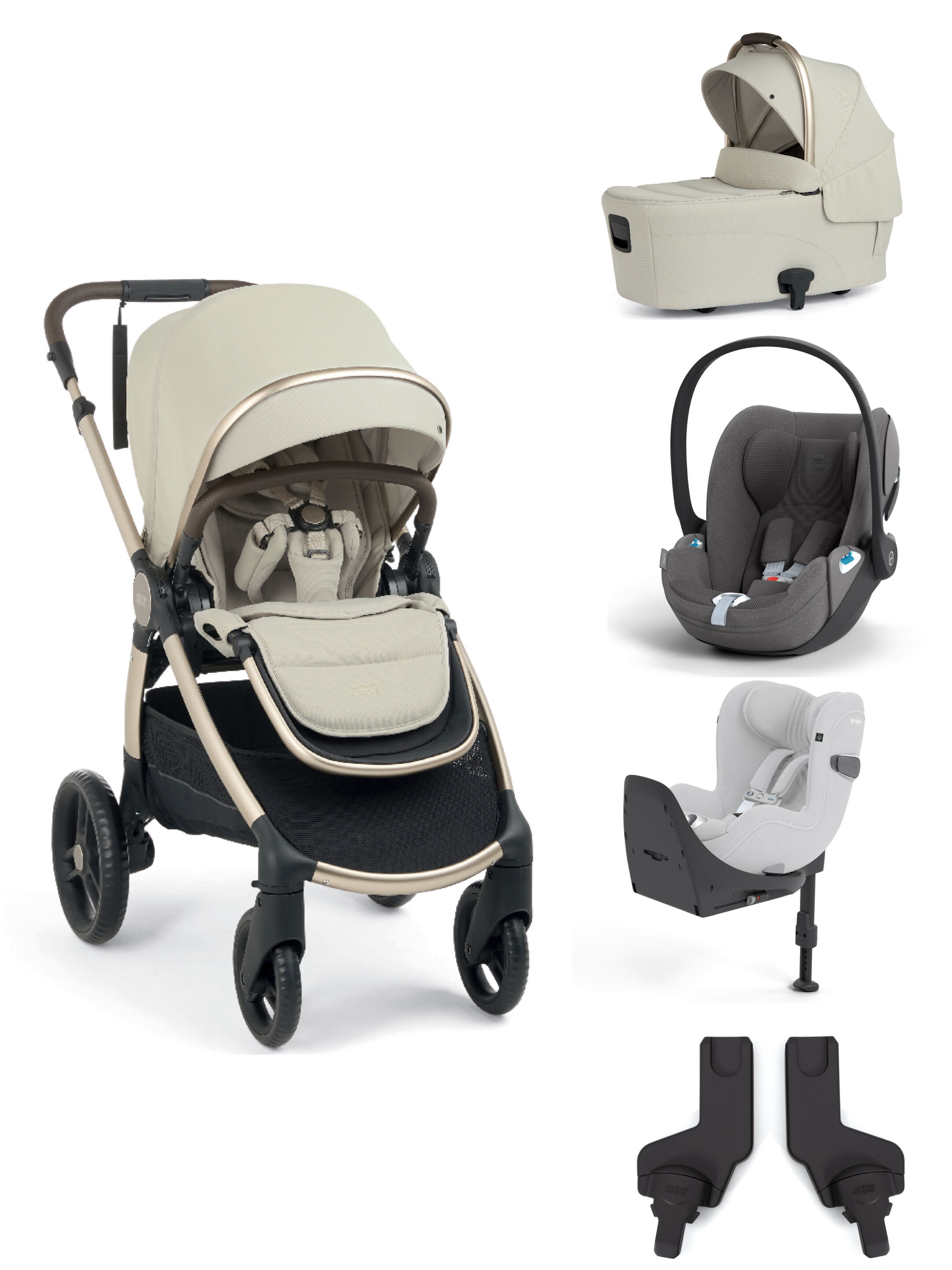 Ocarro 2 Pushchair and Carrycot Bundle with Cybex Cloud T i-Size Plus Car Seat, Adaptor, and Base (5 Pieces) &ndash; Eclipse