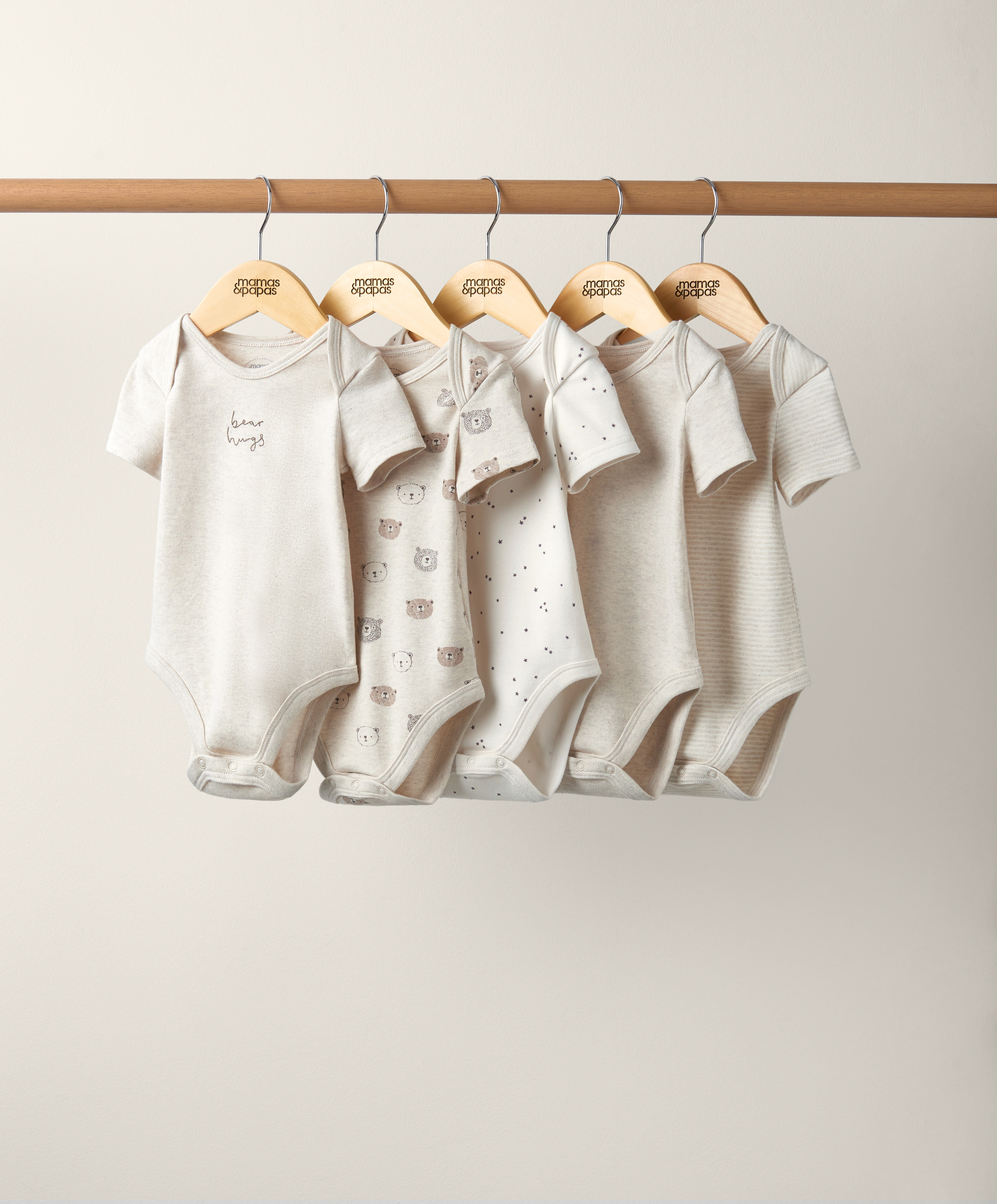5 Pack Bear Short Sleeved Bodysuits image number 3