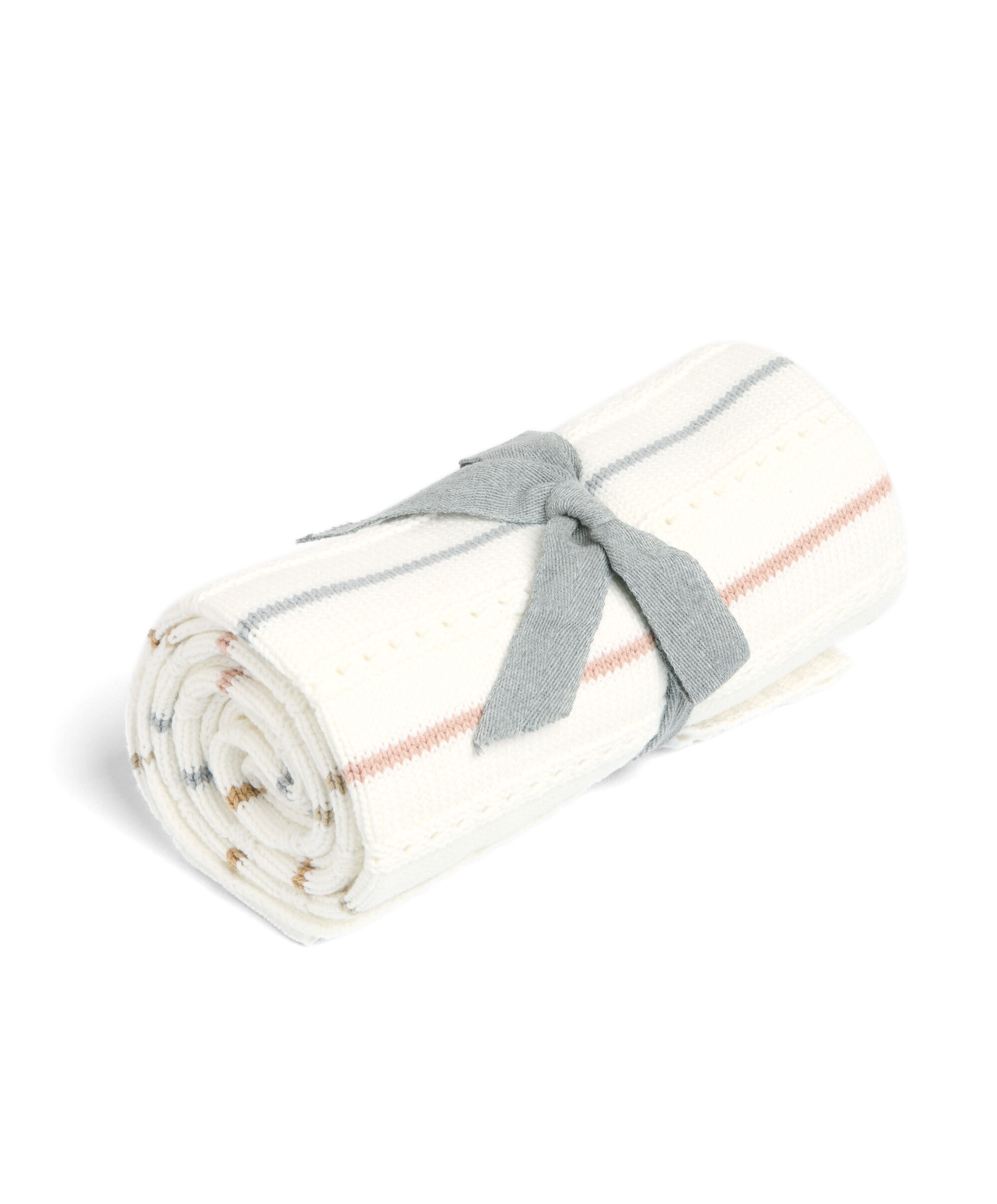 Knitted Blanket - Neutral Stripe image number 1