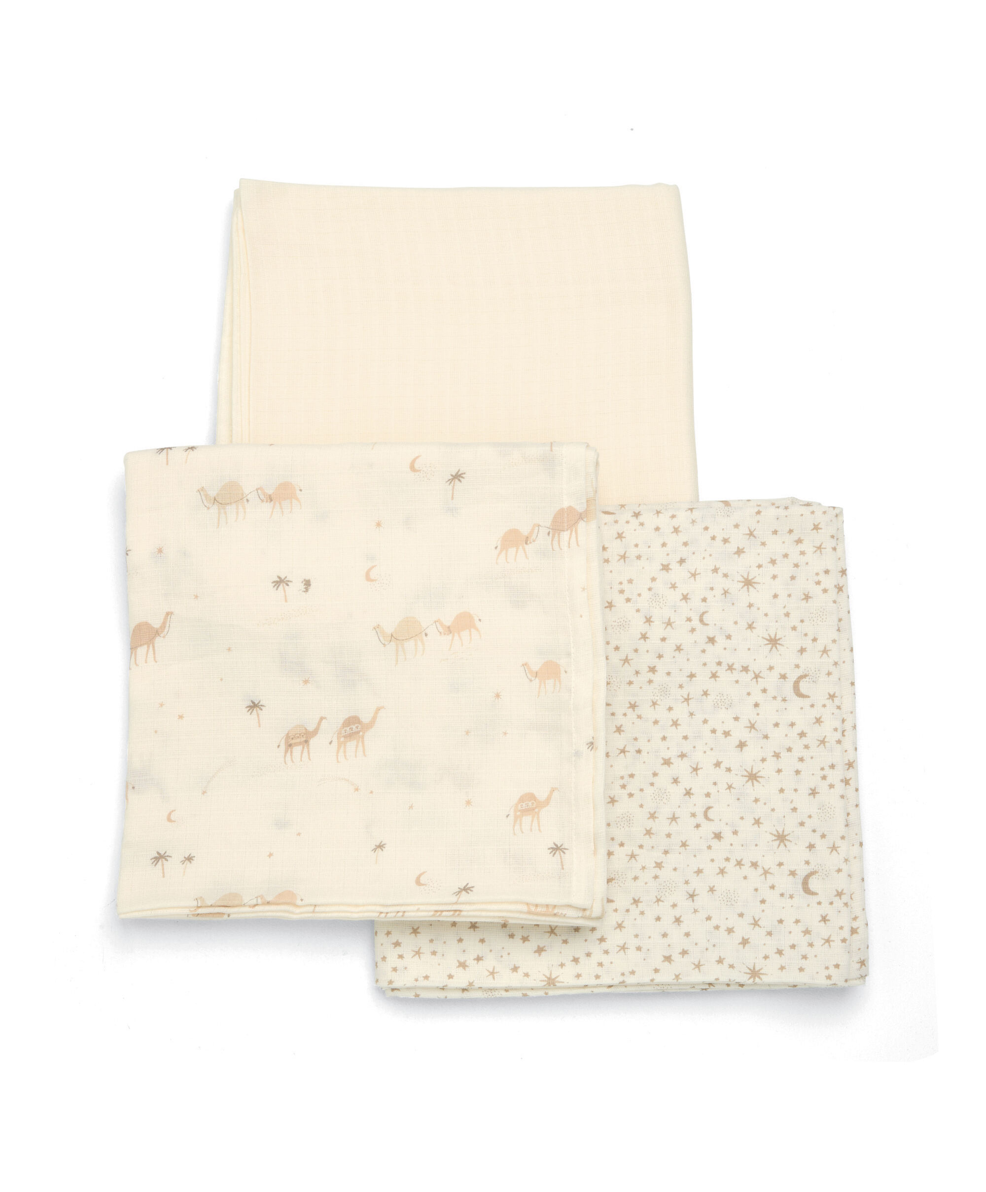 Large Muslin Squares ( 3 pack) - Camel Neutral image number 1
