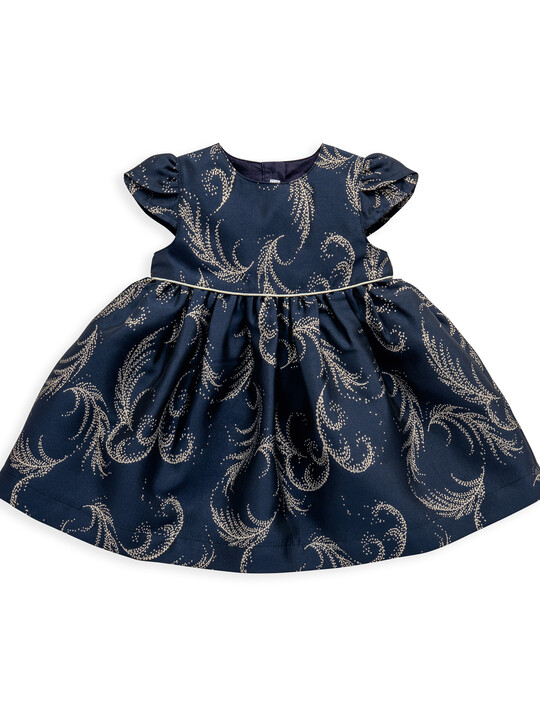 Navy & Gold Feather Dress image number 1