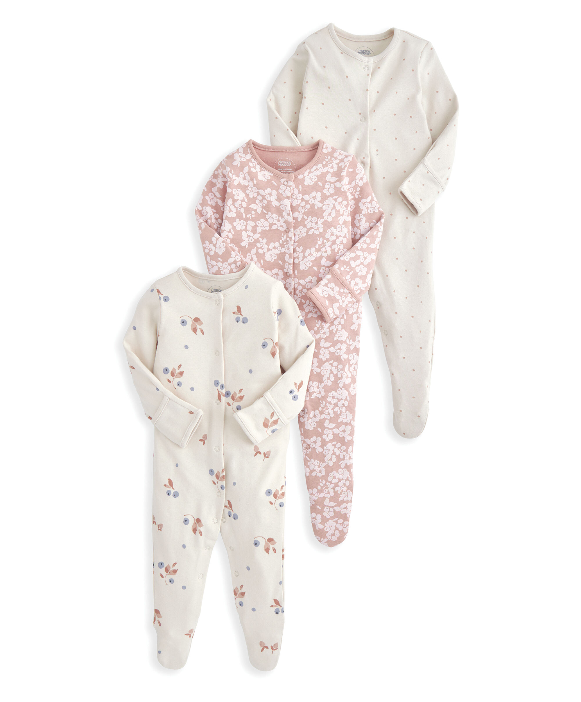 Berries Print Sleepsuits (Set of 3) image number 2