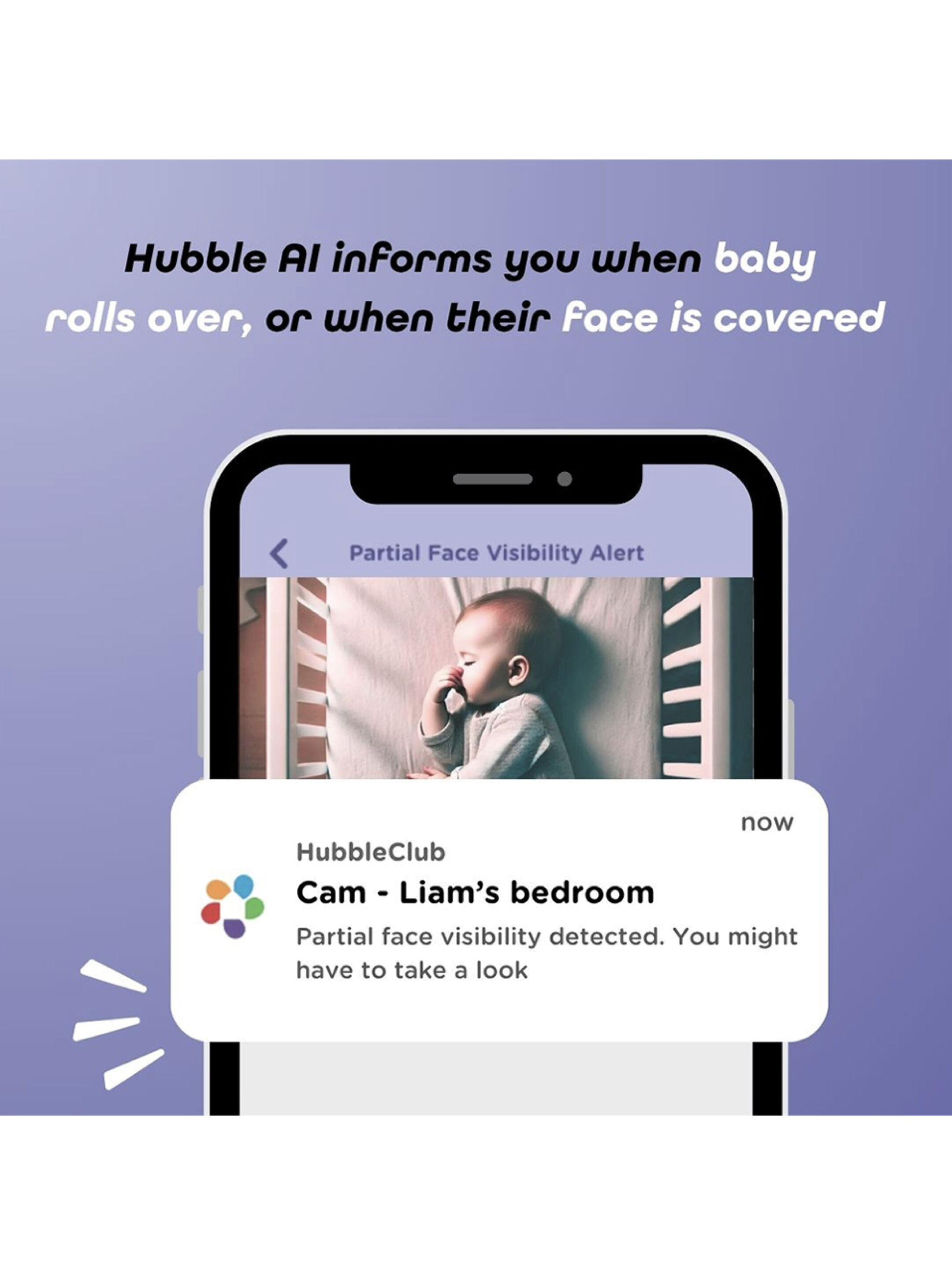 Hubble AI Go Baby Cam 5.0&rdquo; Connected Video Baby Monitor - White image number 6