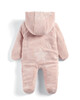 Soft Faux Fur Star Design Pramsuit Pink- New Born image number 2