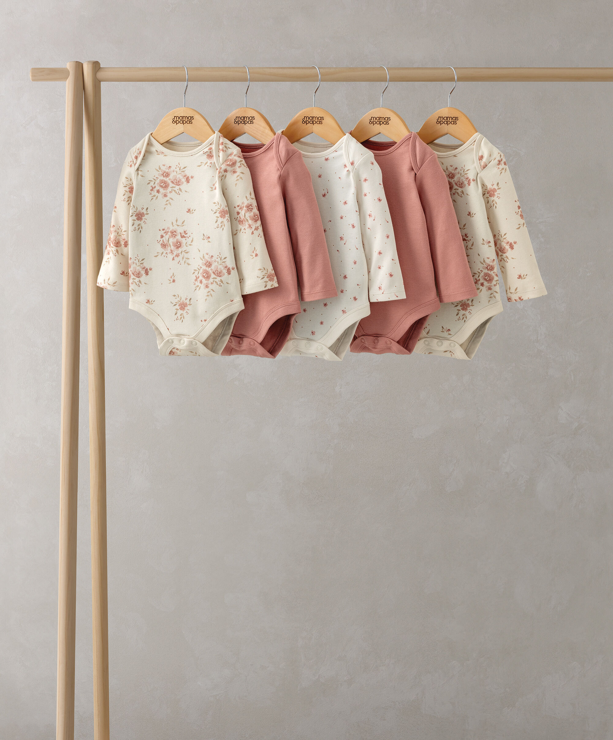 Floral Long Sleeve Bodysuits (Pack of 5) image number 1