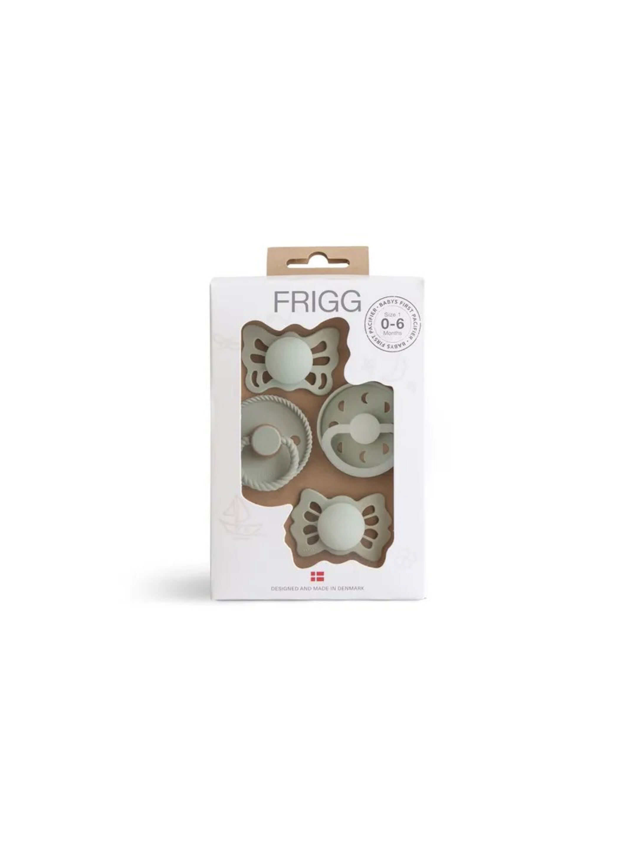 FRIGG Baby's First Pacifier 4-pack - Moonlight Sailing - Sage&nbsp; 0-6M - Size 1 image number 1
