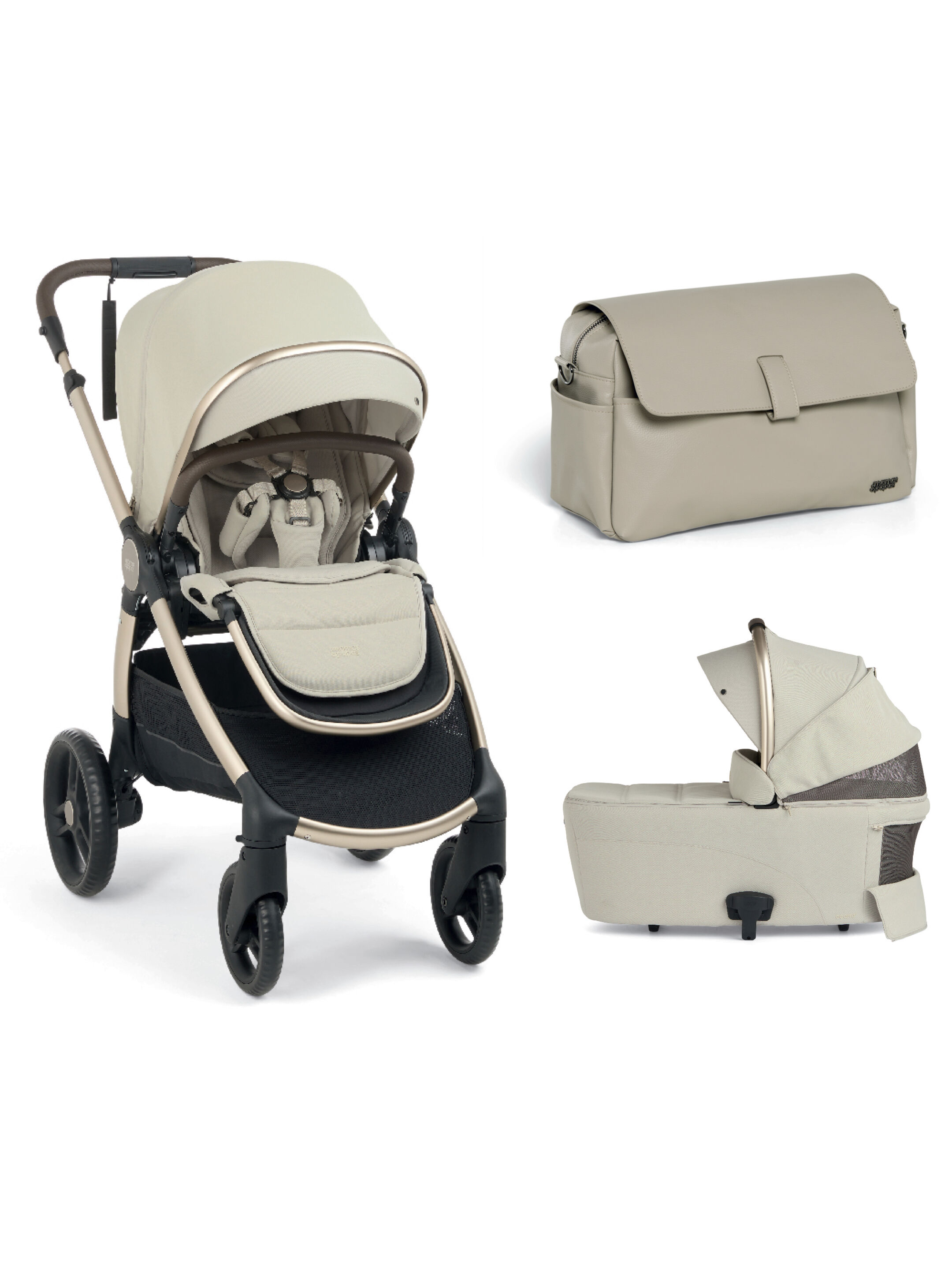 Ocarro 2 Pushchair and Carrycot Bundle with Stroller Organiser (3Pieces) - Eclipse