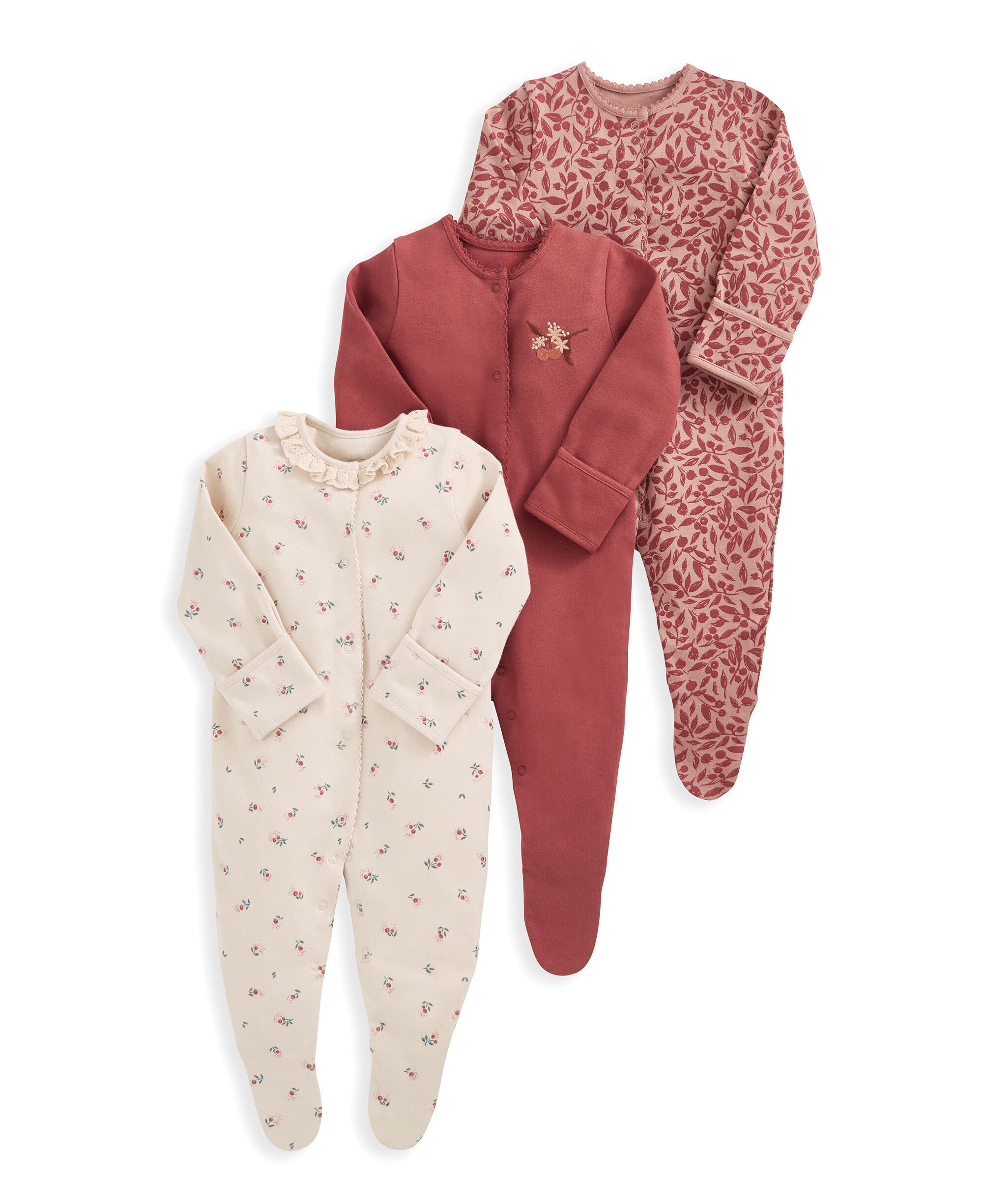 Cherry Sleepsuits (Set of 3) image number 2