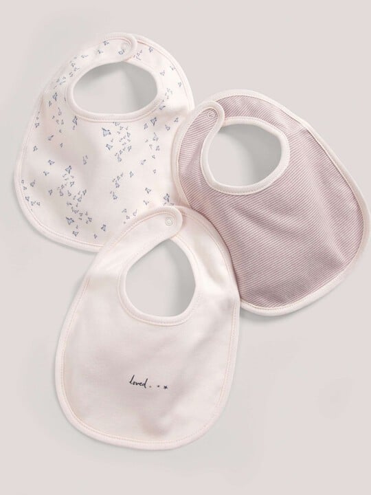 3 pack Loved Bibs Pink- One size image number 1
