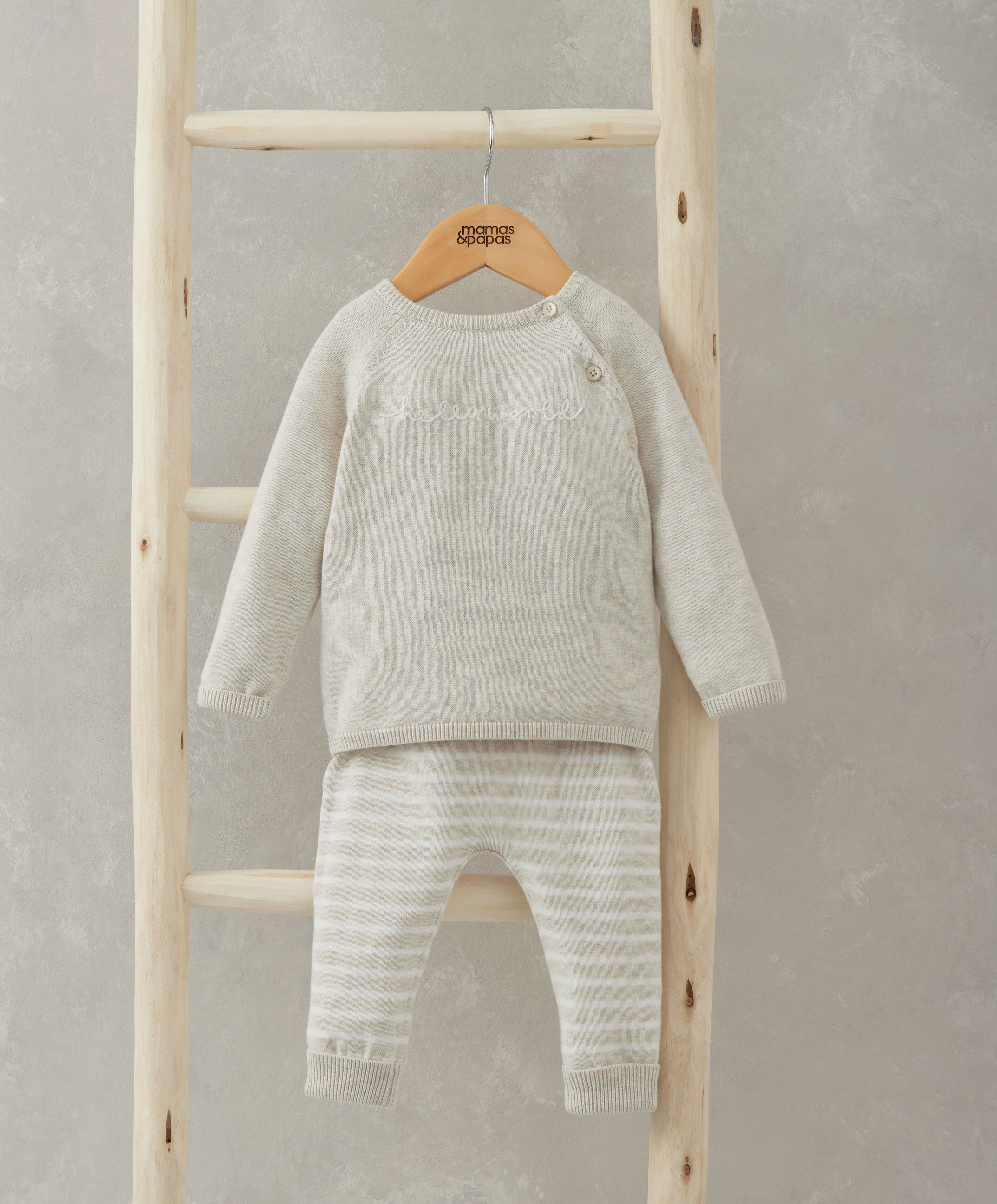 2 piece White Hello World Knit Set image number 1