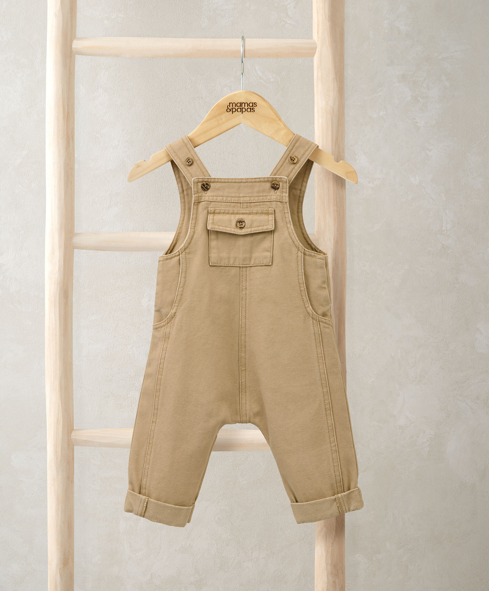 2Pc Taupe Dungaree Set