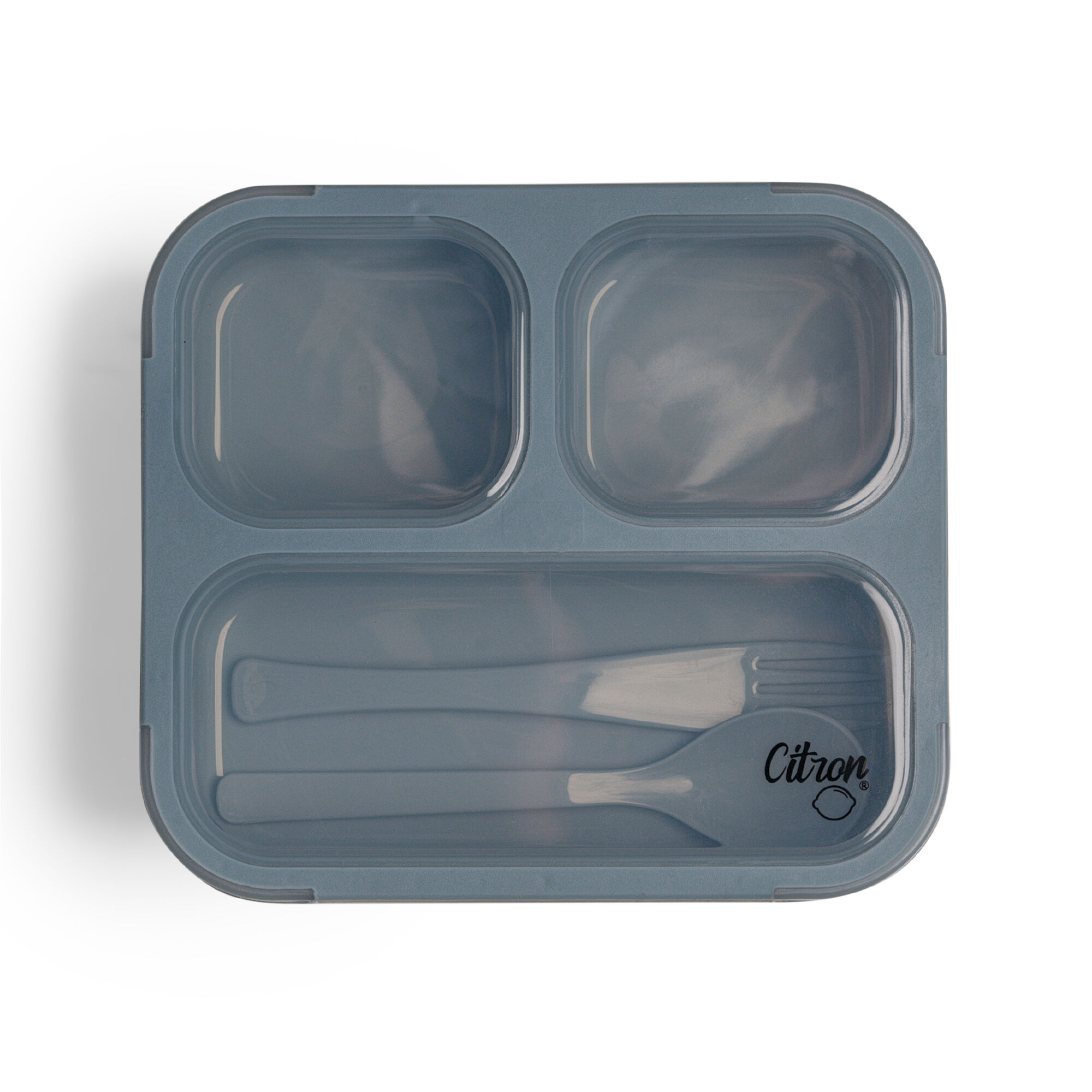 Citron Lunchbox with Fork and Spoon - Dusty Blue