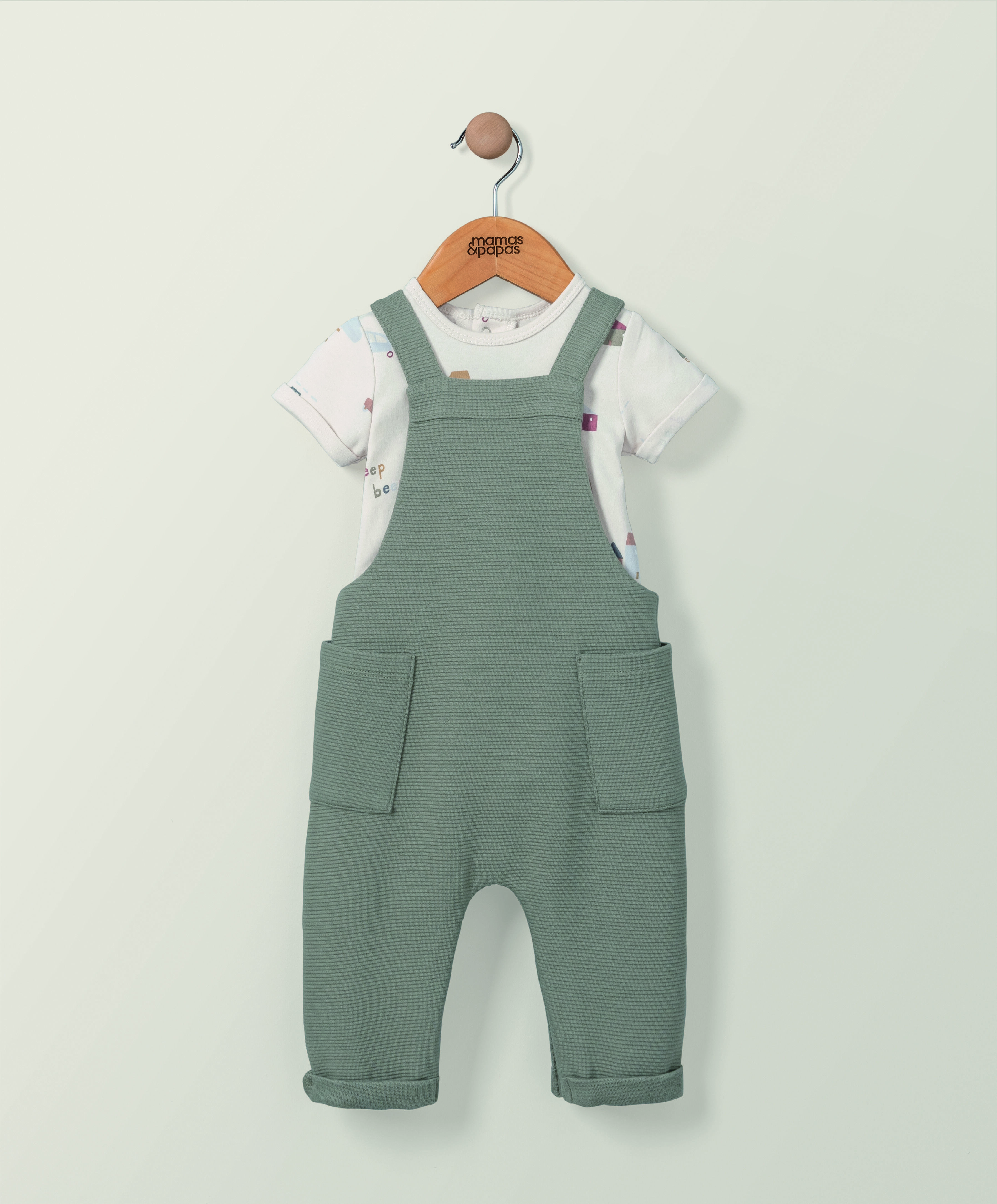 Transport Print Bodysuit & Dungaree Set image number 1