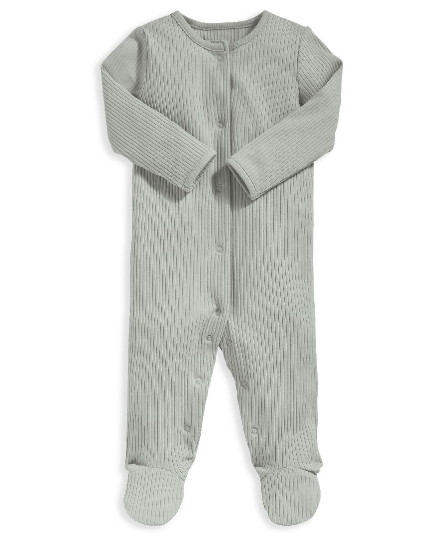 Organic Green Ribbed Sleepsuit image number 1