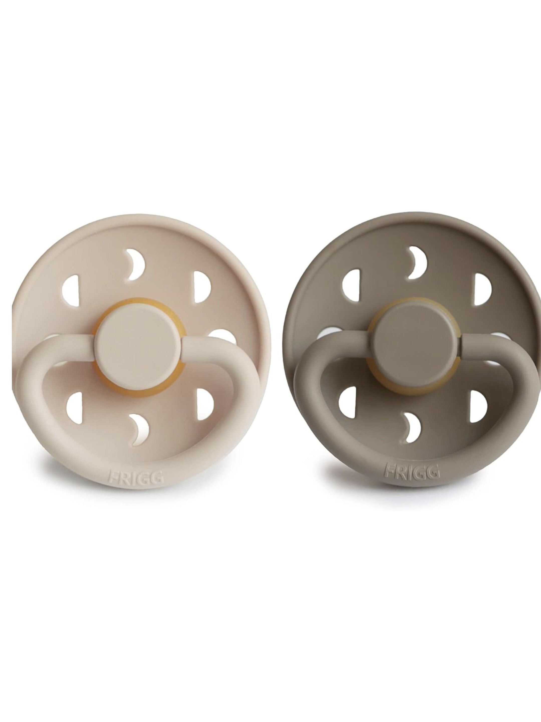 FRIGG Moon Phase Silicone Baby Pacifier 6-18M 2-Pack Croissant/Portobello - Size 2 image number 1