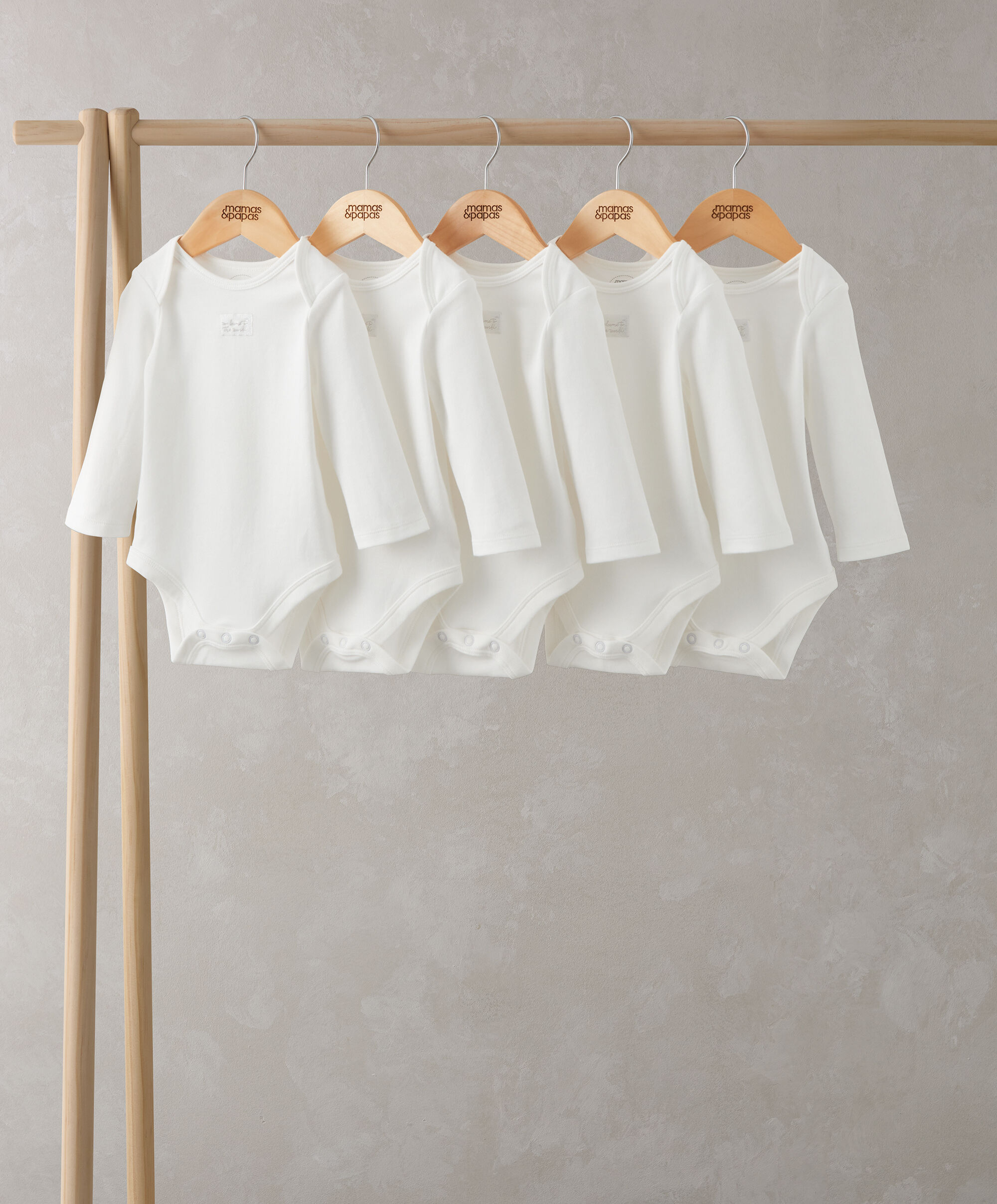 5 pack White Organic Long-sleeved Bodysuits image number 1