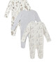 Monochrome Flower Sleepsuitss 3 Pack image number 2