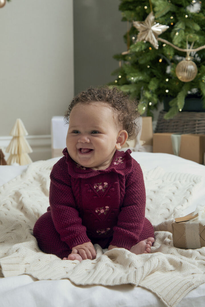 Burgendy Soft Knit Romper image number 1