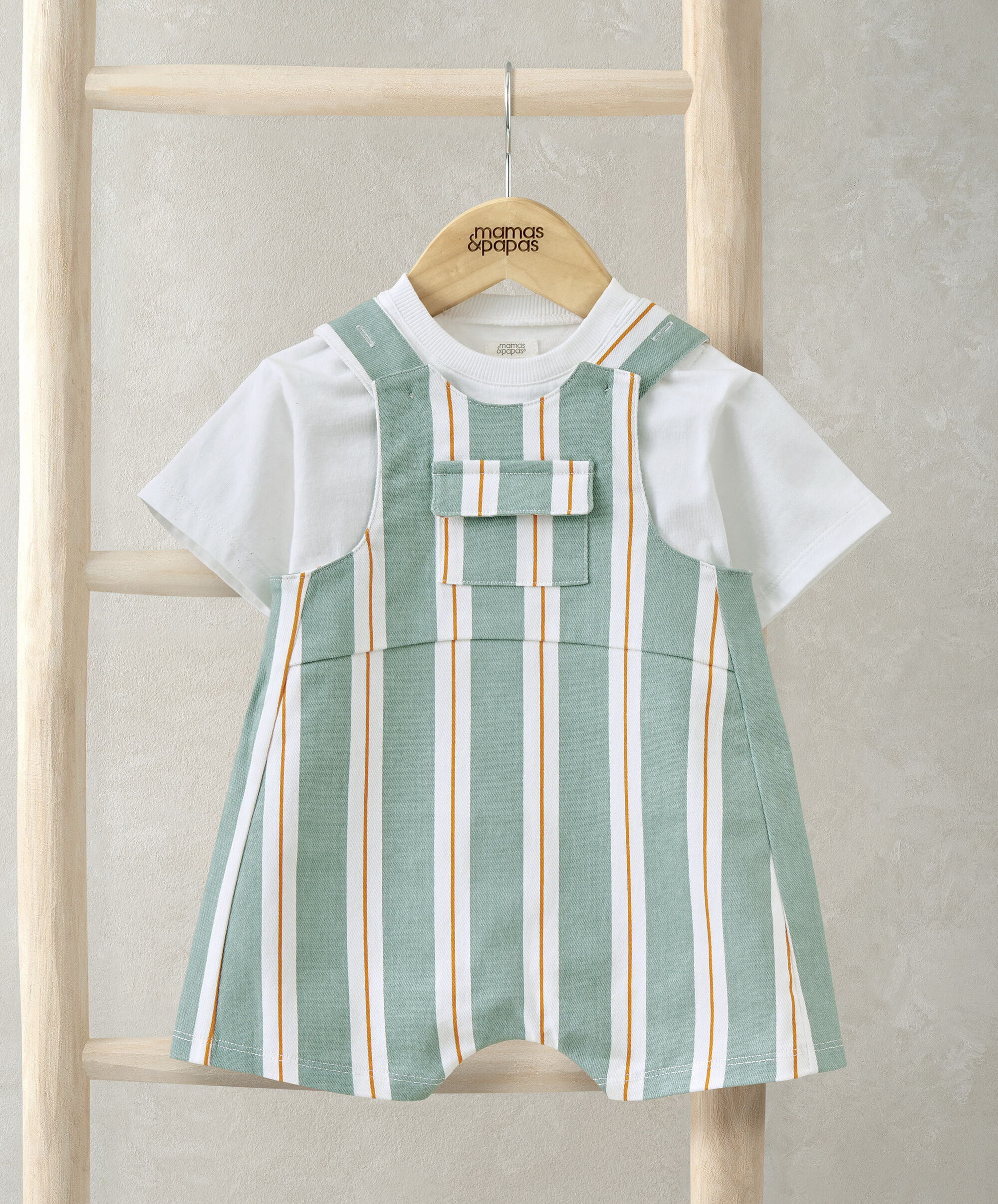 2pc Set Stripe Dungaree image number 1