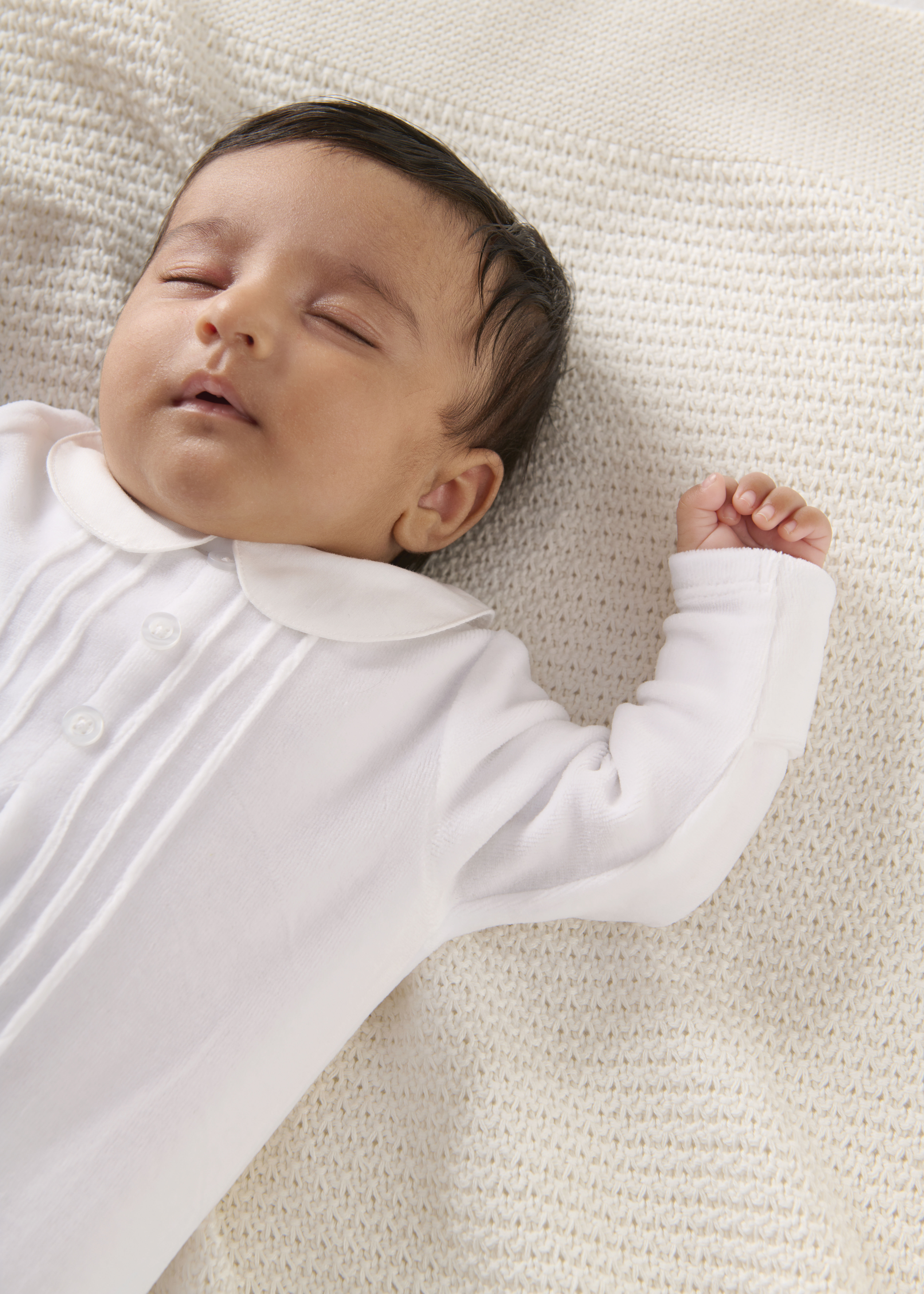 Velour Sleepsuit - White image number 3