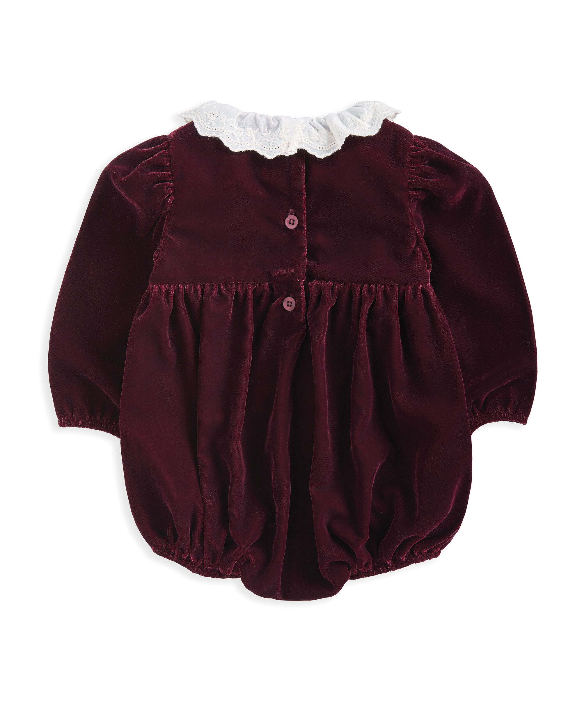 Velour Collar Romper - Berry image number 3