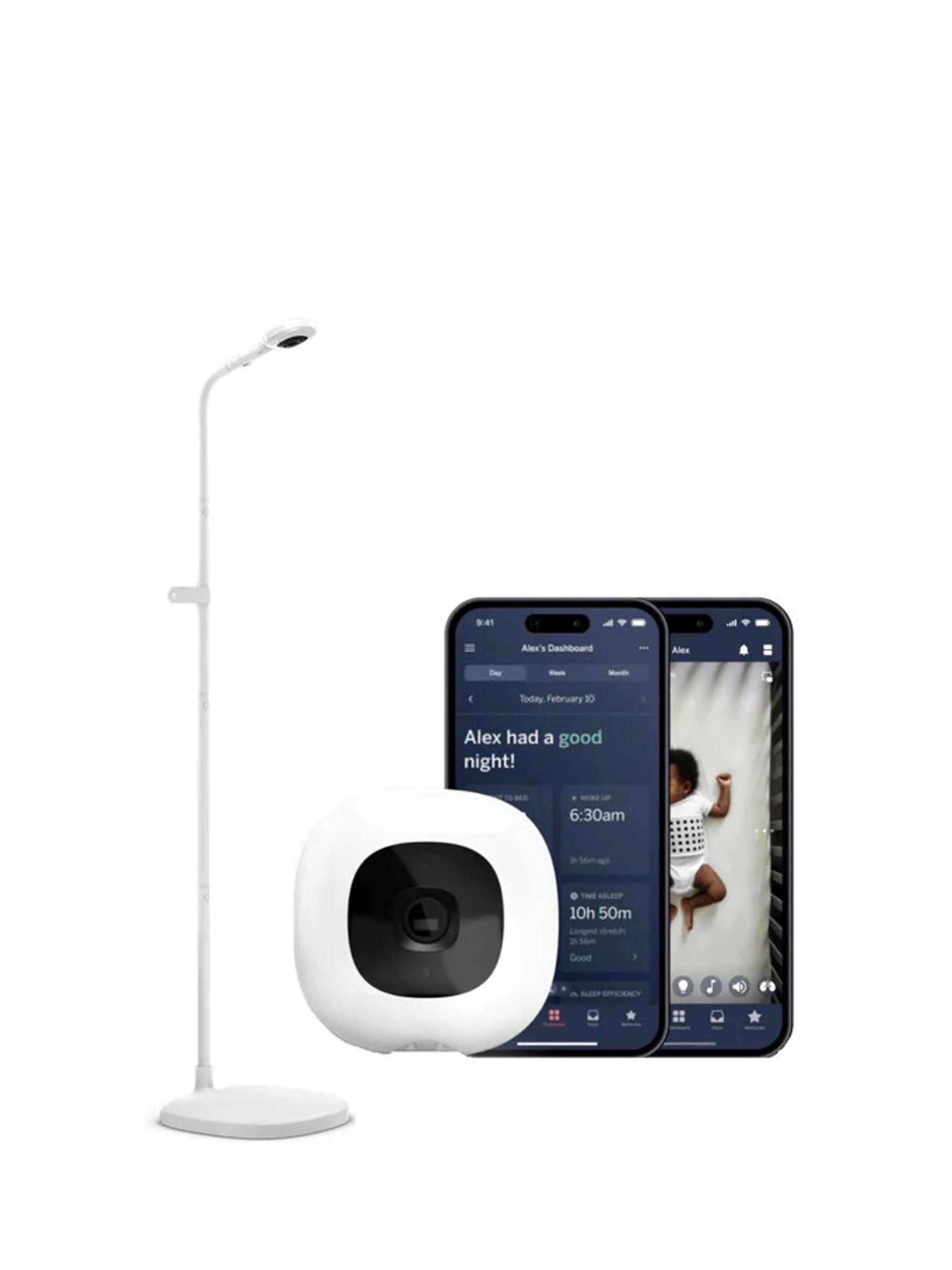 Harwell 4 Piece Cotbed Set with Dresser Changer, Wardrobe and Nanit Monitor - White image number 2