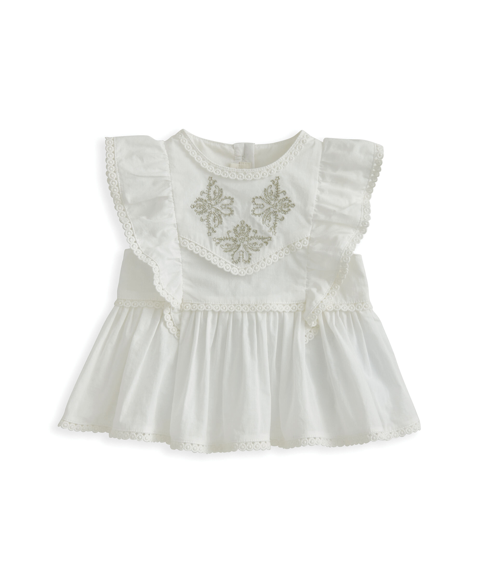2 Piece Embroidered Frill Blouse & Short Set image number 3