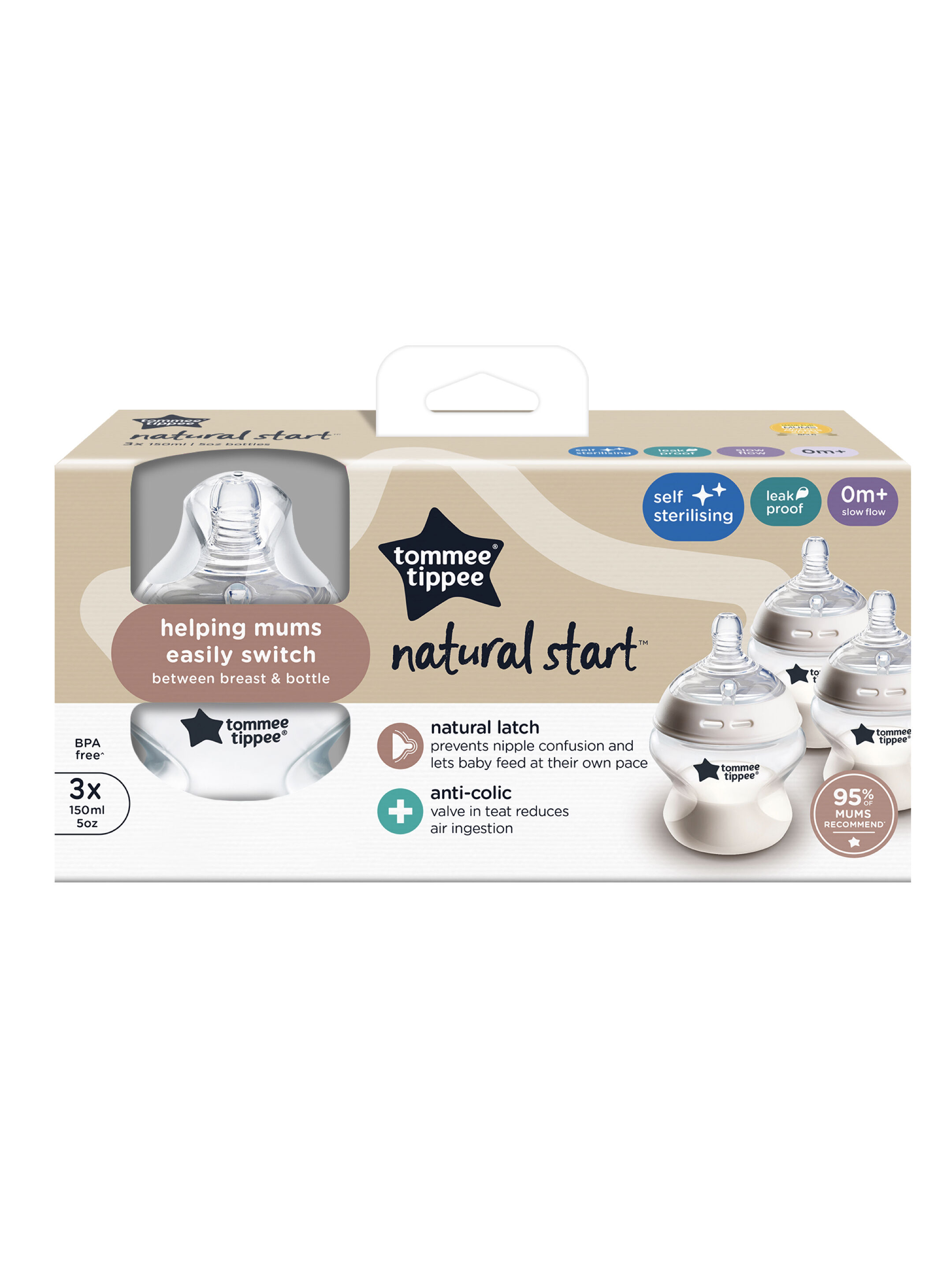 Tommee Tippee Natural Start 150ml Bottle (Pack of 3) image number 2