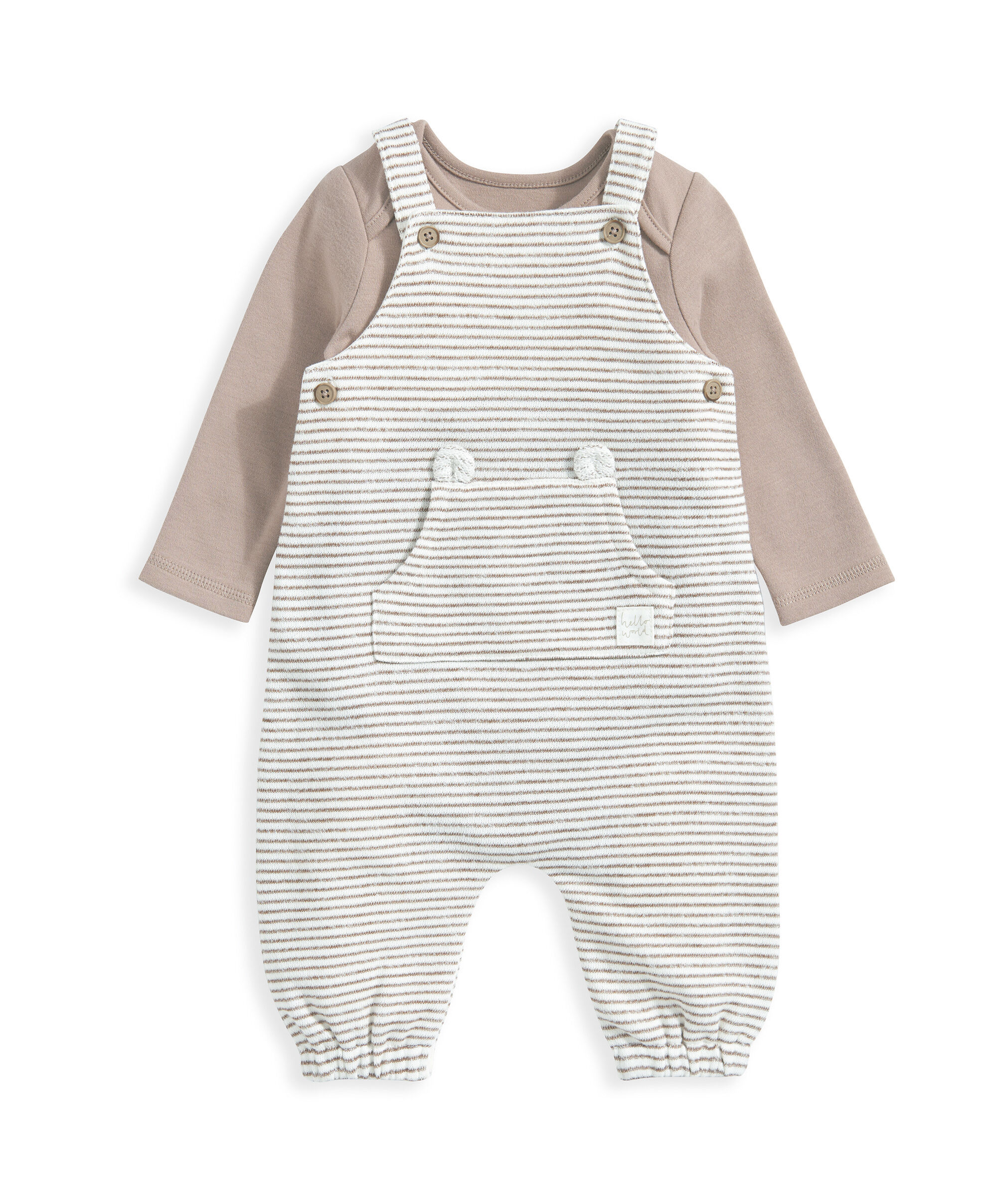 Stripe Dungarees & Bodysuit Outfit Set image number 2