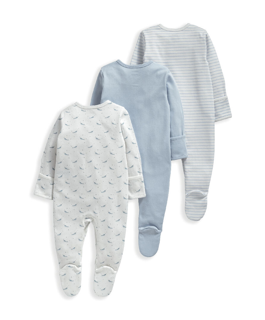 Buy 3 Pack Whales Sleepsuits Baby Sleepsuits Multipack Mamas