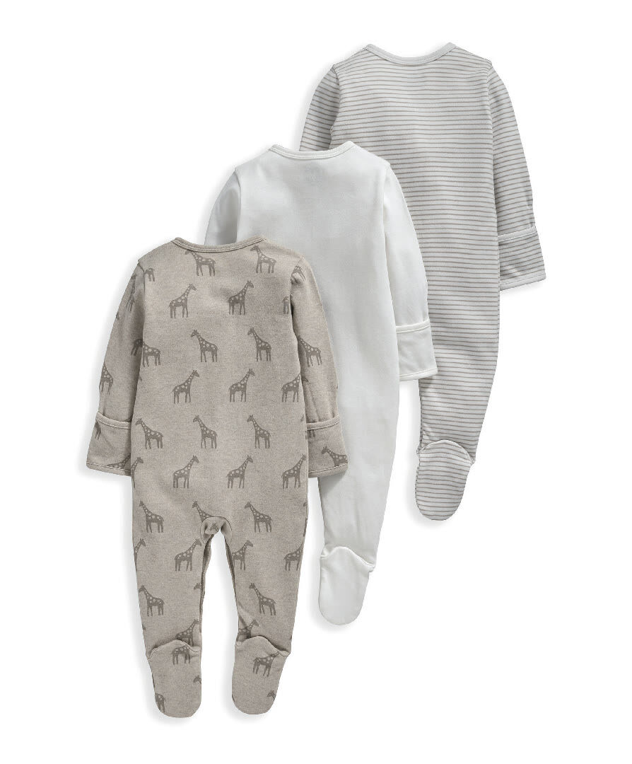3 Pack Giraffe Sleepsuits image number 3