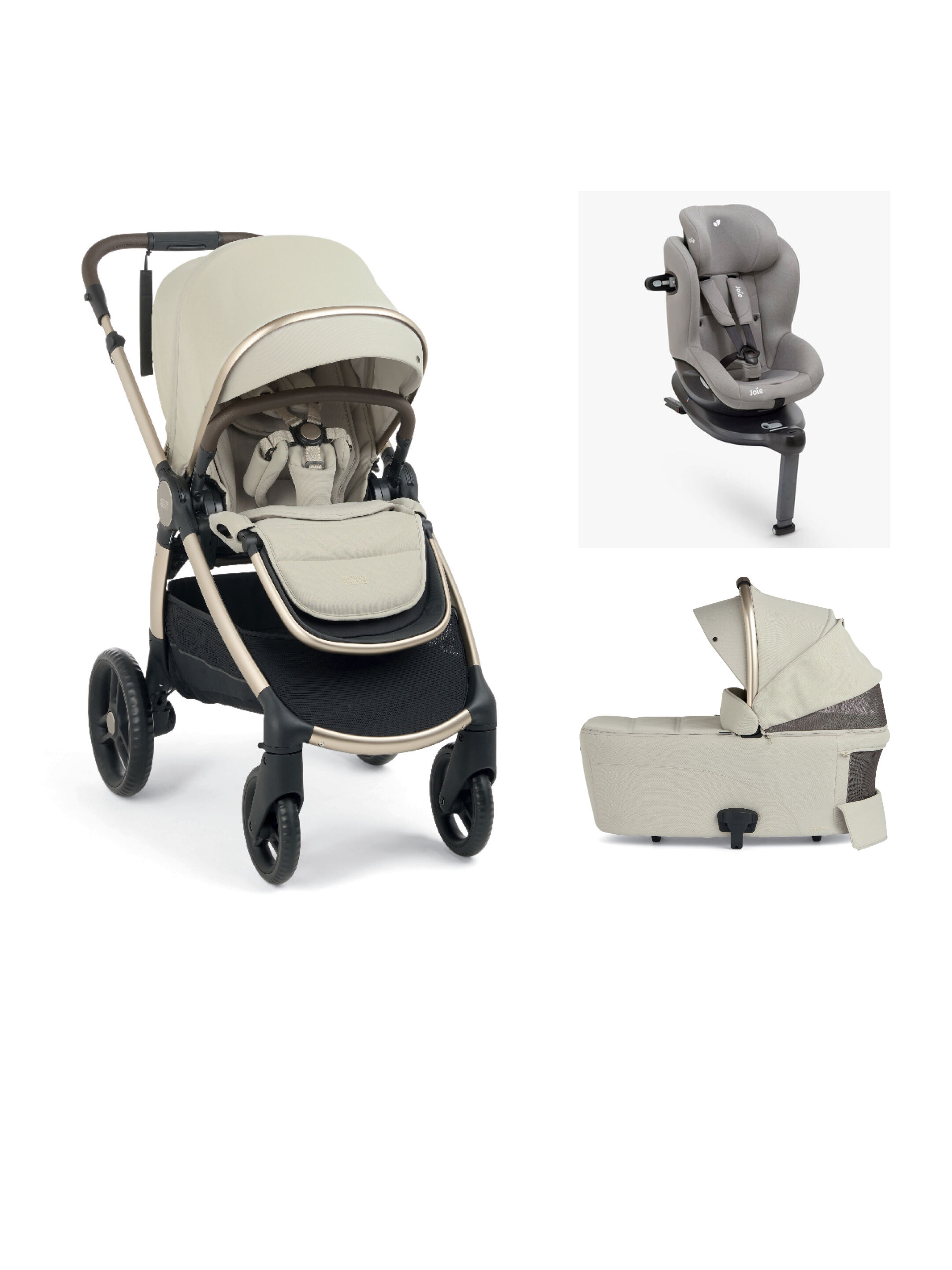 Ocarro 2 Pushchair and Carrycot Bundle with Joie Baby i-Spin 360 i-Size Car Seat (3 Pieces) - Shell
