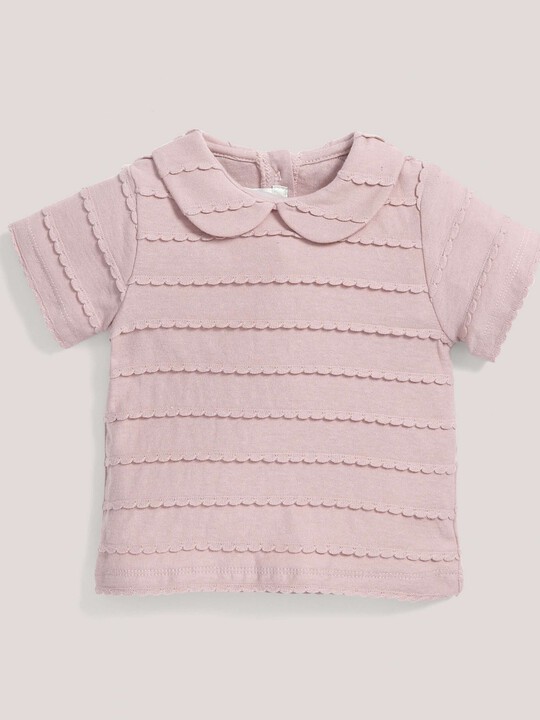 Textured T-shirt with Collar Pink- 12-18 months image number 1