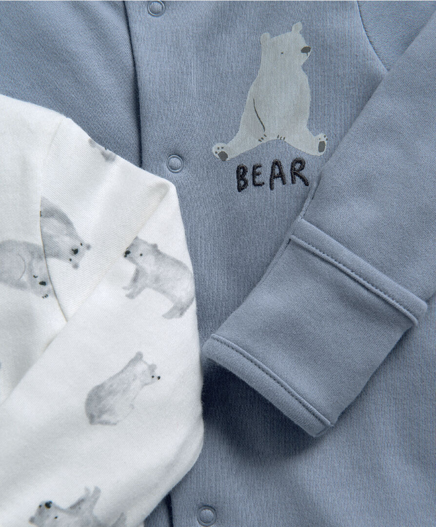 Bear Print Sleepsuits - 3 Pack image number 3