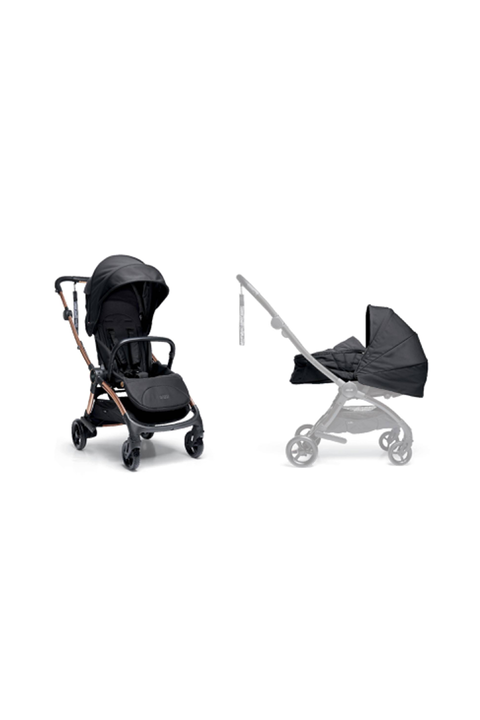Airo Dusk with Rose Gold Frame Pushchair with Black Newborn Pack