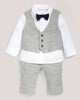 4 Piece Waistcoat Suit Set with Shirt, Bowtie & Trousers Soft Grey- 0-3 image number 1