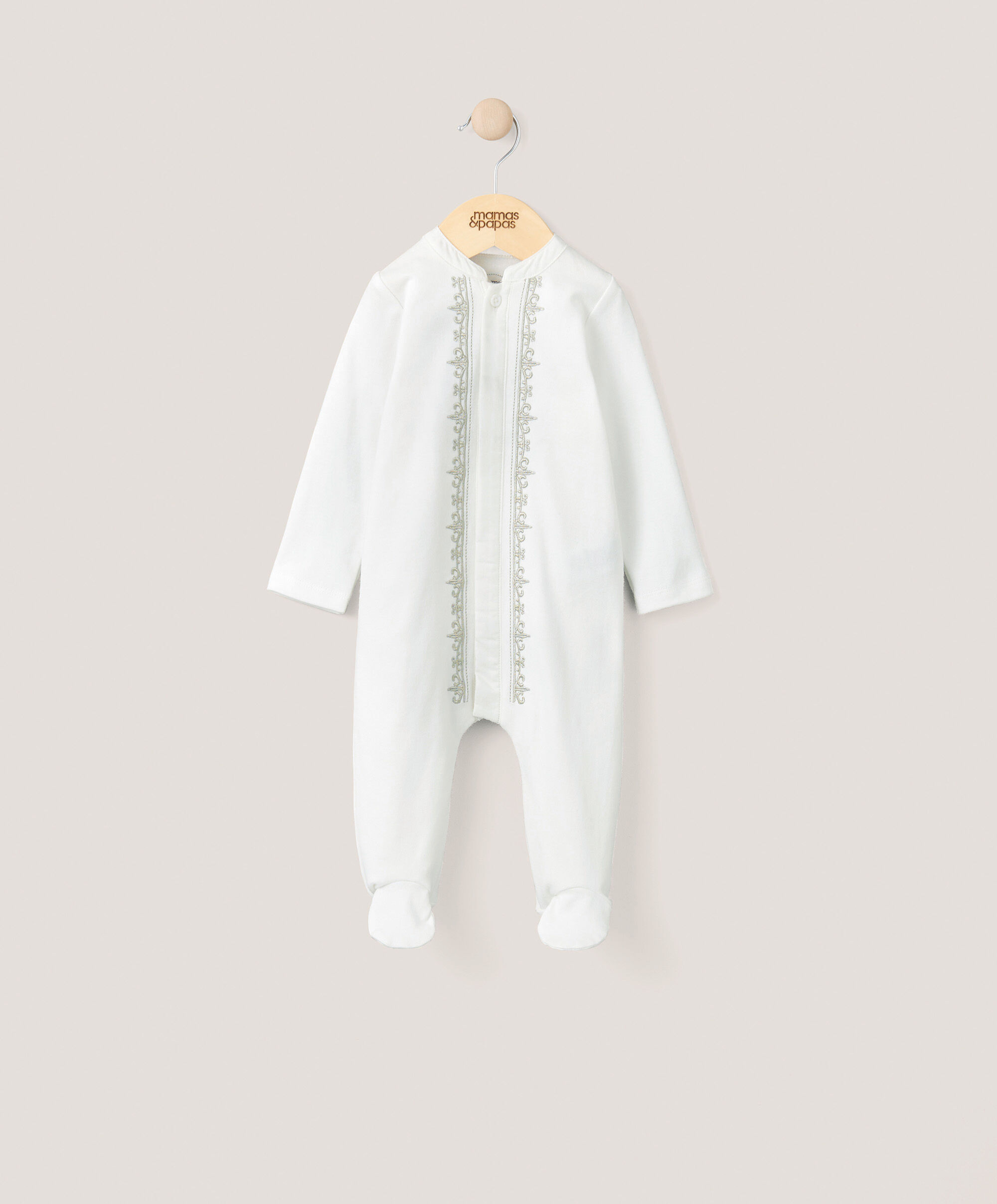 Embroidered Eid Sleepsuit - White image number 1