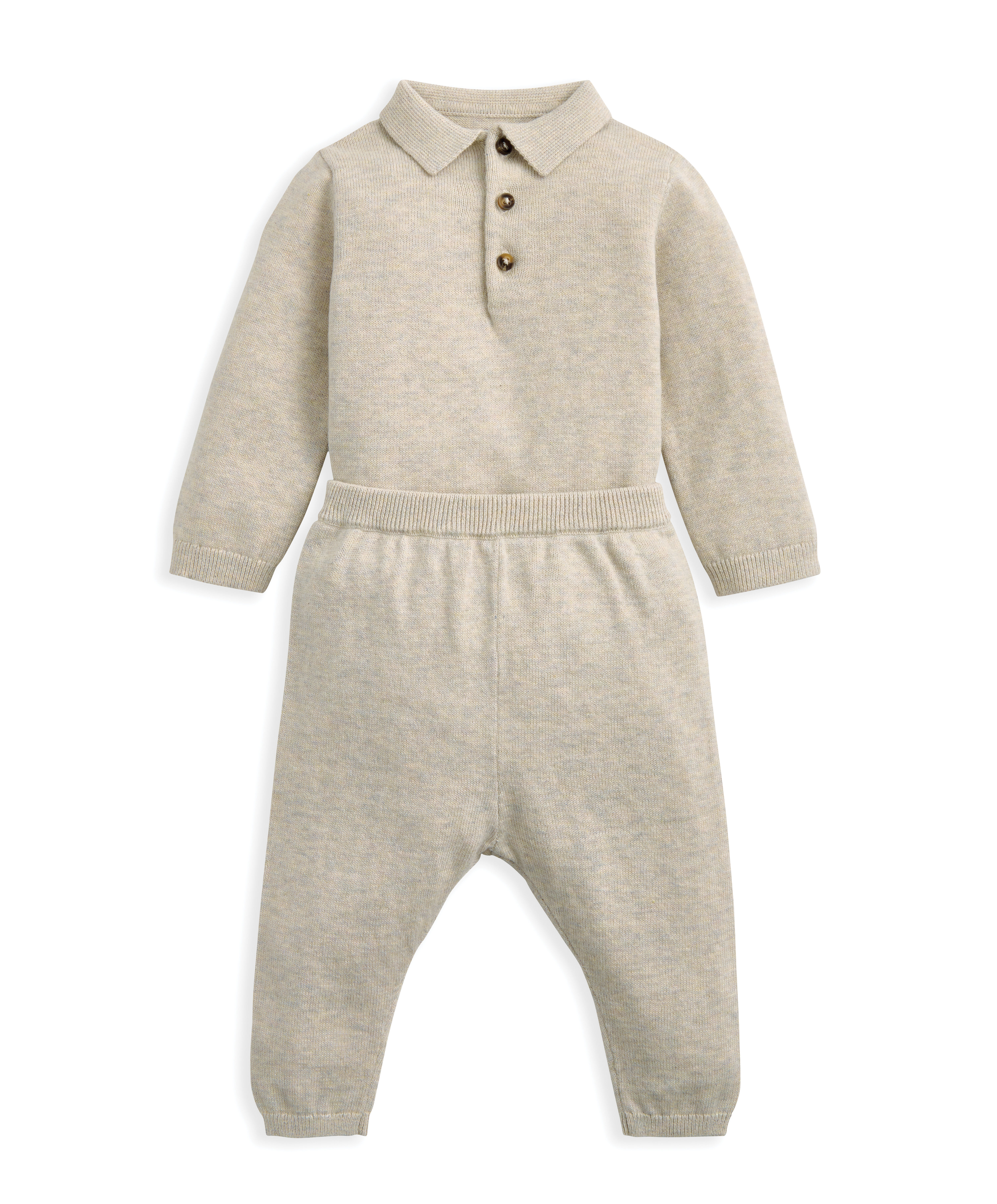 2Pc Camel Knit Polo Set image number 1