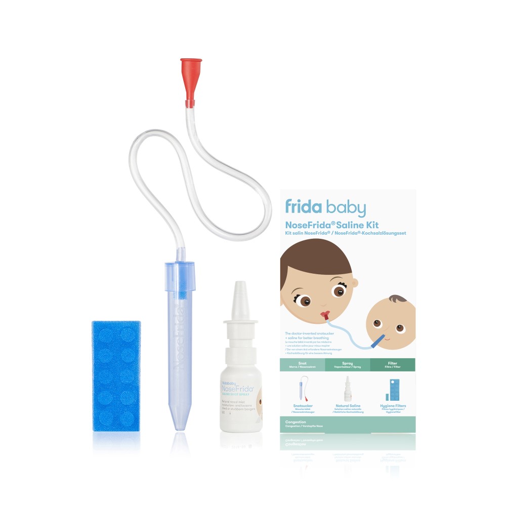 Frida Baby Nasal Aspirator NoseFrida The Snotsucker with 10 Extra Filters  and All-Natural Saline Nasal Spray