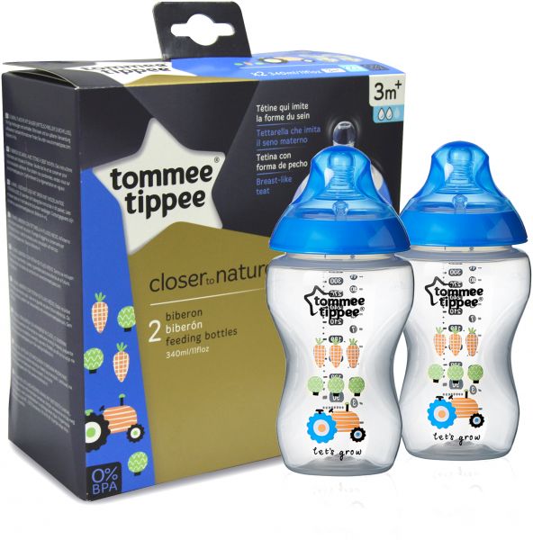 Buy Tommee Tippee Closer to Nature 2x340ml Easi Vent BPA free
