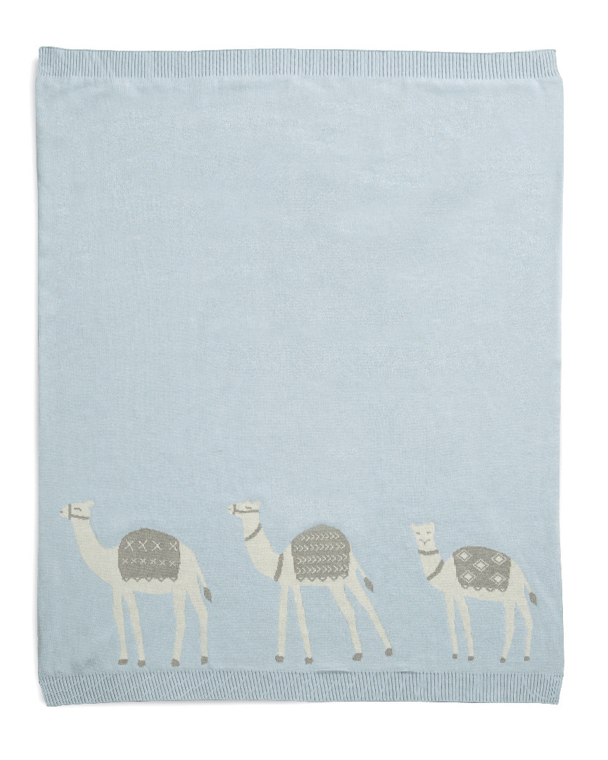 Buy Knitted Blanket (70x90cm) Blue Camel Bedding, Blankets